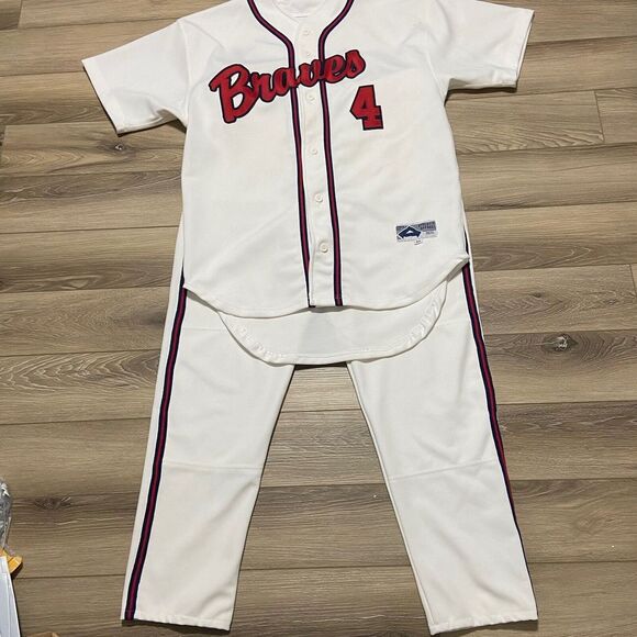 Athletix Apparel Mens Baseball Uniform Atlanta Braves VTG White Size 44 Pants 36 - Picture 1 of 10